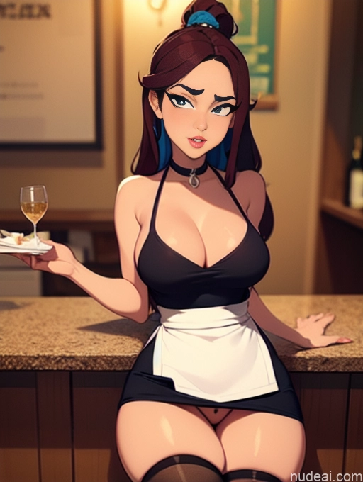 related ai porn images free for Woman Beautiful Tall Perfect Body Long Hair 20s Serious Seductive Ginger Dutch Bar Apron Choker Thigh Socks Pearl Jewelry