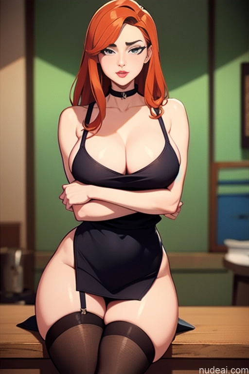 related ai porn images free for Woman Beautiful Tall Perfect Body 20s Serious Seductive Ginger Long Hair Dutch Bar Choker Waitress Apron Maid Thigh Socks