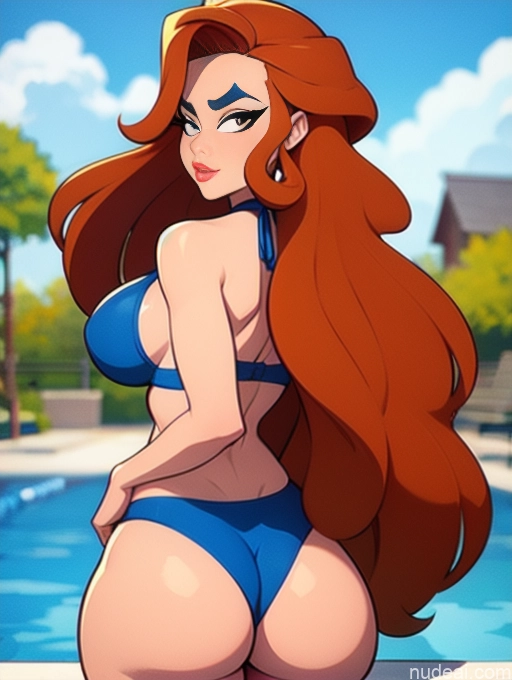 related ai porn images free for Woman Perfect Body Tall Beautiful 20s Serious Ginger Long Hair Dutch Pool Back View Bikini