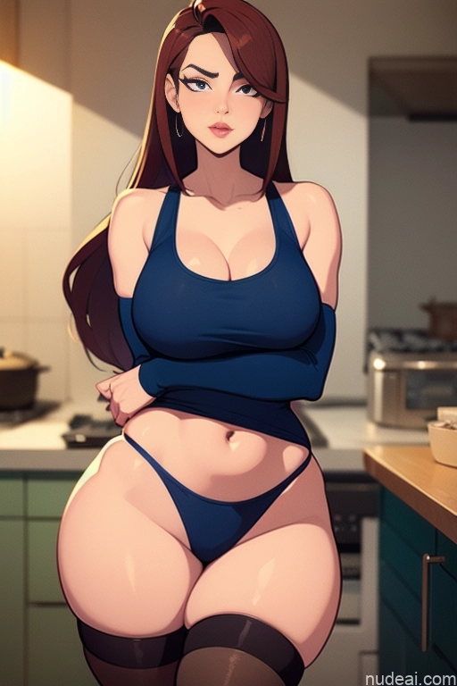 related ai porn images free for Cleavage Detailed Woman Beautiful Perfect Body Tall 20s Serious Sexy Face Ginger Long Hair Dutch Kitchen Thigh Socks Tank Top Panties