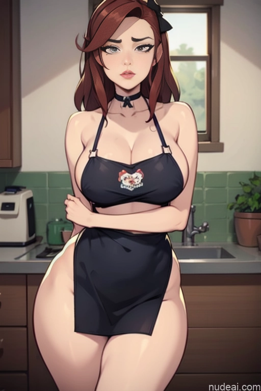 related ai porn images free for Woman Beautiful Tall Perfect Body Long Hair 20s Serious Ginger Irish Front View Bows Choker Pet Play Kitchen Kitchen Apron - Naked & Not Naked